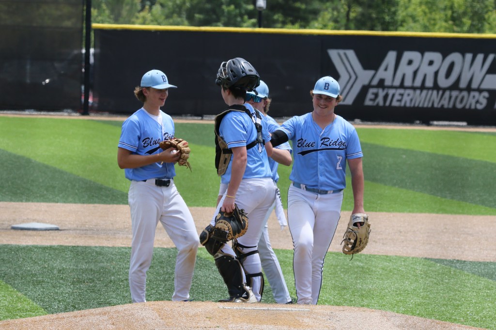 BRE Fall 14U infielders meet on the mound