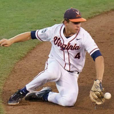 Nic Kent fielding a ground ball for Virginia